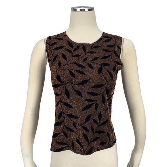 Jaipur Small NWT Copper Top Sleeveless Floral Metallic Gold - Picture 1 of 7